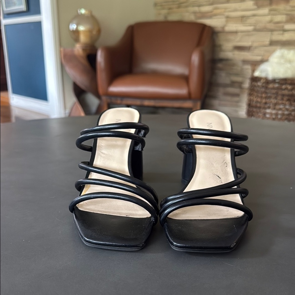 Nine West Black Heeled Sandals with Strappy Design